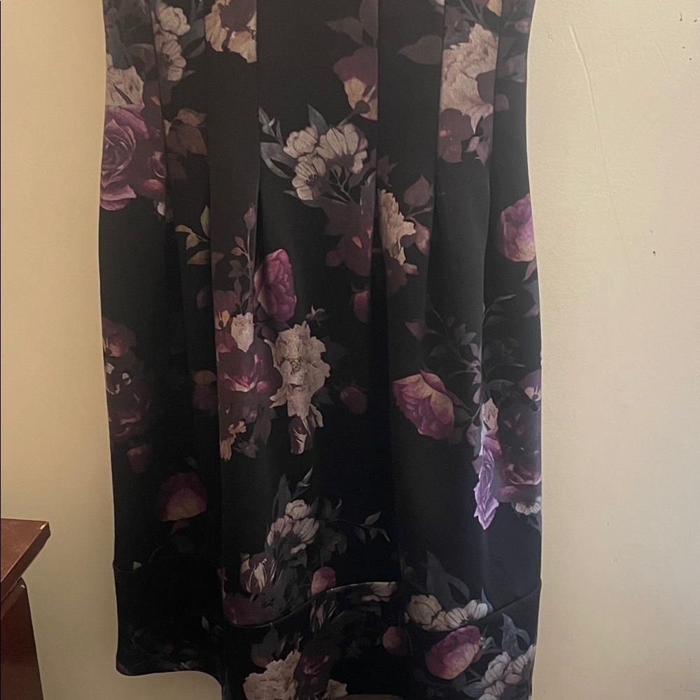 Enfocus Studio Black and Purple Floral Asymmetrical Dress - Picture 6 of 9